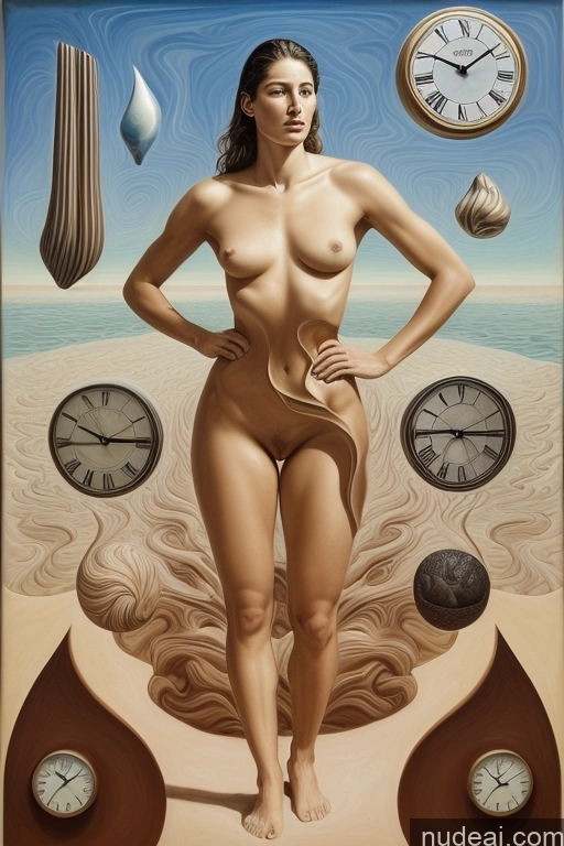 ai nude image of painting of a nude woman standing in front of a clock pics of One 20s French Front View Nude Detailed Simple Surrealist Athlete