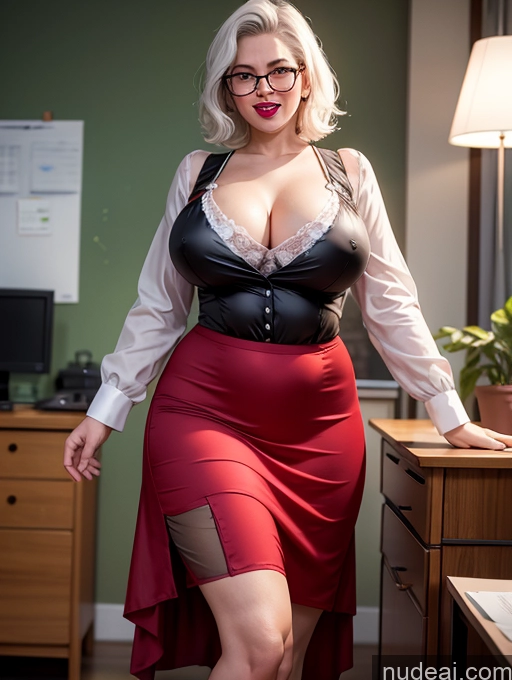 ai nude image of blond woman in a red skirt and black top posing for a picture pics of 80s Czech Glasses Office Simple Lipstick Working Out Perfect Boobs Big Ass Dress Nightgown Satin Stockings Teacher Beautiful Long Legs Long Skirt White Hair Bangs Laughing Sexy Face Dirndl Chubby Thick