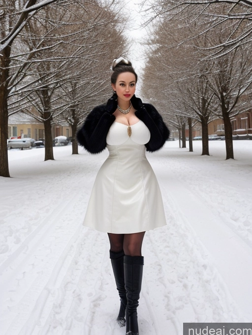 related ai porn images free for Woman Busty Huge Boobs Skinny Short Long Legs Front View Dress Leather Pearl Jewelry Hair Bun Fairer Skin 60s 80s Snow Medieval Black Hair Russian