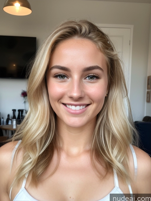 ai nude image of blond woman with long hair and white tank top smiling at camera pics of Perfect Boobs Beautiful 18 Happy Blonde White Skin Detail (beta) Long Hair Front View Working Out Athlete Nightgown Cafe