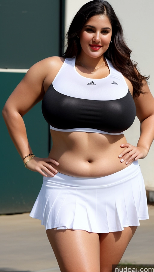 ai nude image of arafed woman in a black and white tennis outfit walking down a street pics of Huge Boobs Lipstick Big Ass Abs Chubby Fairer Skin Black Hair Long Hair Indian Tennis