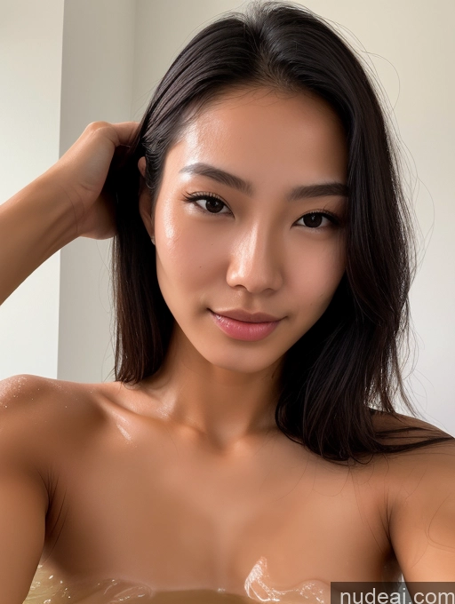 ai nude image of arafed asian woman in a bathtub with a lot of soap on her face pics of One Small Tits Skinny Perfect Body Oiled Body 18 Black Hair Straight Vietnamese Close-up View Cumshot Bright Lighting