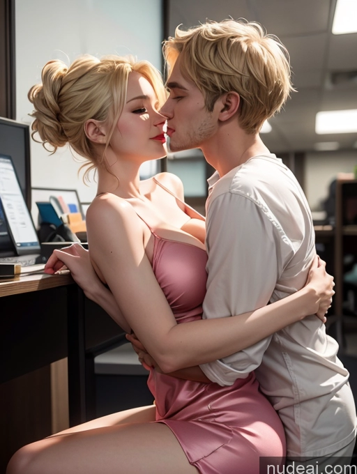 ai nude image of blond haired woman in pink dress kissing man in front of computer pics of 80s Czech Perfect Boobs Beautiful Office Lipstick Blonde Pixie Orgasm Sexy Face Happy Thick Dress Nightgown Mini Skirt Satin Simple Two Side View Squatting Woman + Man