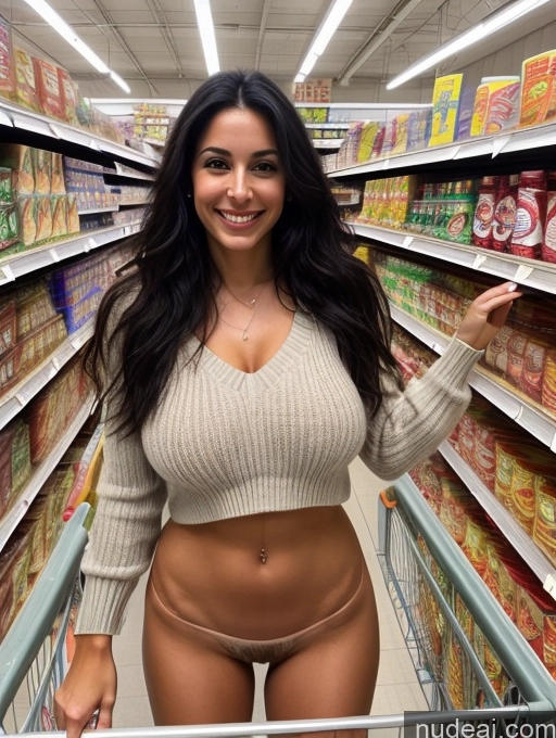 ai nude image of a woman in a tan sweater is standing in a grocery store pics of Model Skinny Perfect Body Pubic Hair Big Hips Beautiful Black Hair Happy Sexy Face Grocery Turkish Nude 30s Sweater Huge Boobs Long Hair 90s