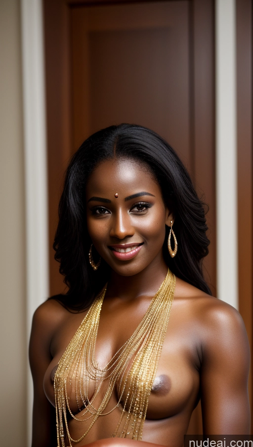 ai nude image of araffe woman with a gold necklace and a basketball pics of Dark Skin Oiled Body 18 Happy Seductive Sexy Face African Several Gold Jewelry Transparent Sari