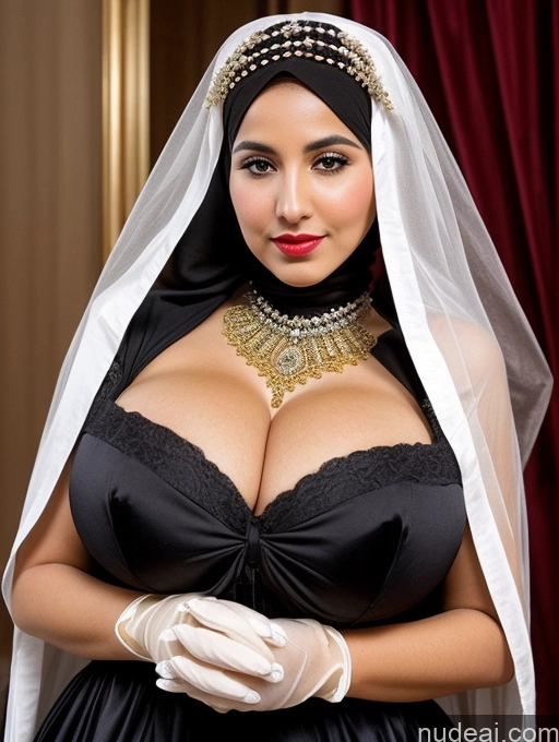 ai nude image of araffe dressed in a black dress and veil with a gold necklace pics of Milf Busty Skinny Short Lipstick 18 Sad Shocked Front View Dress Traditional Victorian Bows Gloves Pearl Jewelry Ginger Huge Boobs Niqab British Long Hair