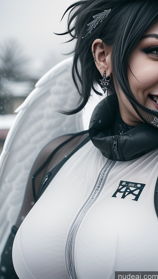 ai nude image of there is a woman with a white shirt and angel wings pics of Athlete Huge Boobs Snow Angel Laughing Small Tits Gothic Punk Girl Ethiopian Close-up View Perfect Boobs Transparent