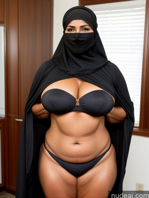 ai nude image of arafed woman in a black hijab and a black scarf pics of Milf Thick Chubby Big Ass Muscular Oiled Body 50s Niqab