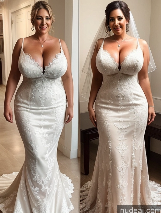 ai nude image of a woman in a wedding dress before and after her wedding pics of Woman Two Busty Huge Boobs Big Ass 50s Wedding