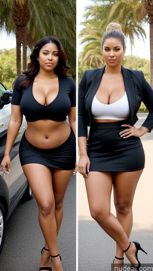 ai nude image of two pictures of a woman in a black skirt and a white top pics of Woman + Man Perfect Boobs Beautiful Big Ass Thick Big Hips Perfect Body 20s Serious Car Mini Skirt