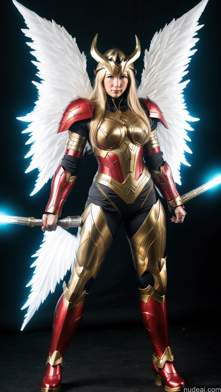 ai nude image of araffe dressed as a female angel with a sword and wings pics of Bodybuilder Abs Superhero Angel Viking SSS: A-Mecha Musume A素体机娘 Powering Up Heat Vision Busty Science Fiction Style Dynamic View Several Cosplay Muscular