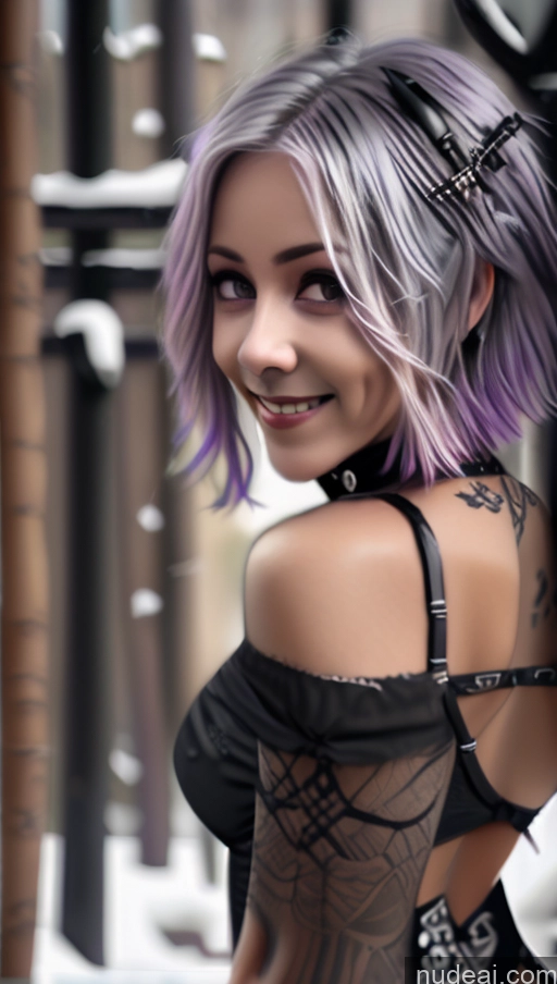 Busty Perfect Boobs Purple Hair Laughing Snow Close-up View Gothic Punk Girl Milf Ethiopian Spreading Legs Elsa Rakel