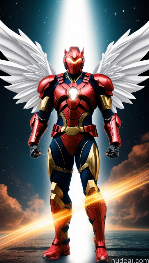 ai nude image of a close up of a person with wings on a body pics of Bodybuilder Abs Superhero Angel SSS: A-Mecha Musume A素体机娘 Heat Vision Busty Science Fiction Style Dynamic View Several Cosplay Muscular Powering Up Fantasy Armor