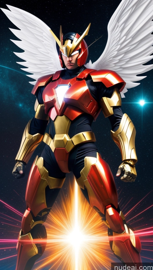 ai nude image of arafed image of a man with wings and a halo pics of Bodybuilder Abs Superhero Angel SSS: A-Mecha Musume A素体机娘 Heat Vision Busty Science Fiction Style Dynamic View Several Cosplay Powering Up Fantasy Armor