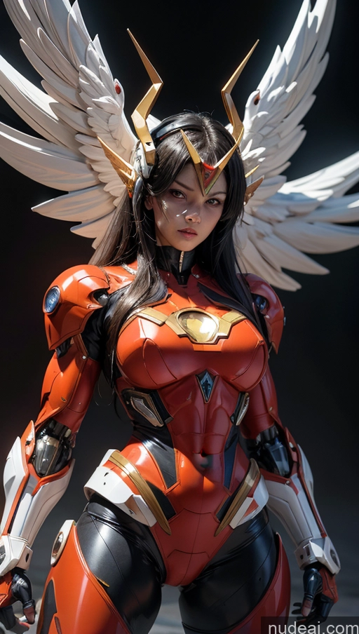 ai nude image of a close up of a woman in a costume with wings on her head pics of Abs Superhero Angel SSS: A-Mecha Musume A素体机娘 Heat Vision Busty Science Fiction Style Dynamic View Several Cosplay Powering Up Fantasy Armor Battlefield Bodybuilder Muscular