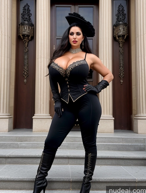 Miss Universe Model Busty Huge Boobs Perfect Boobs Sunglasses Muscular Big Ass Abs 20s Seductive Black Hair Jewish Boots Gloves Goth Harem Pants Tank Top Vampire Victorian Diamond Jewelry Sexy Face Naples Huge Tits, Hard Nipples Israel