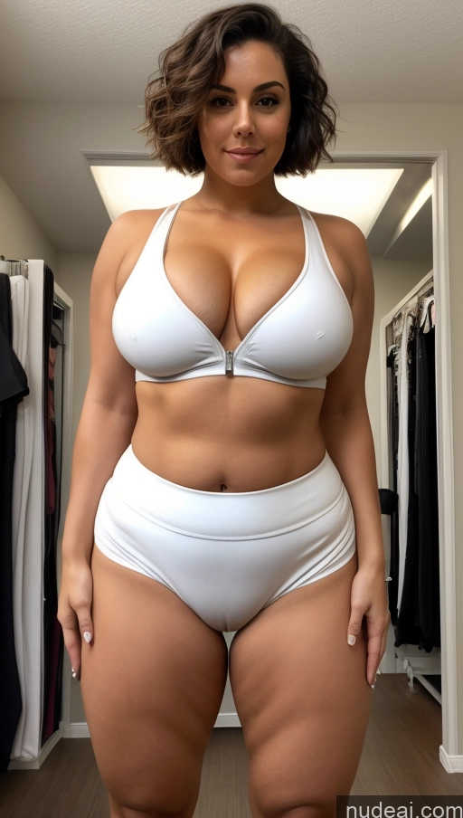 ai nude image of araffe woman in a white bikini posing for a picture pics of Perfect Boobs Beautiful Big Ass Fat Big Hips Short Pubic Hair Short Hair Sports Bra Yoga Pants Detailed Busty Chubby Nude Bright Lighting Topless Thick Muscular Dutch