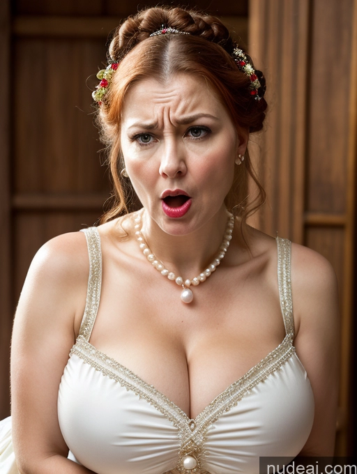 related ai porn images free for Woman Busty Huge Boobs Lipstick Short Skinny Shocked Front View Dress Traditional Victorian Pearl Jewelry Hair Bun Angry Long Skirt 50s Medieval Ginger Russian