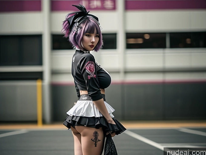 ai nude image of araffed woman in a black and white outfit standing on a tennis court pics of Milf Busty Huge Boobs Beautiful Tattoos Big Ass Big Hips Short Perfect Body Gothic Punk Girl 18 Purple Hair Pixie Front View Cheerleader Two Korean Microskirt