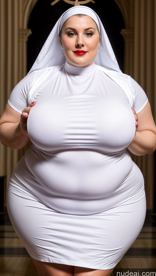 ai nude image of arafed woman in a nun costume posing for a picture pics of Huge Boobs Lipstick Muscular Big Ass Abs Chubby Fairer Skin Nun