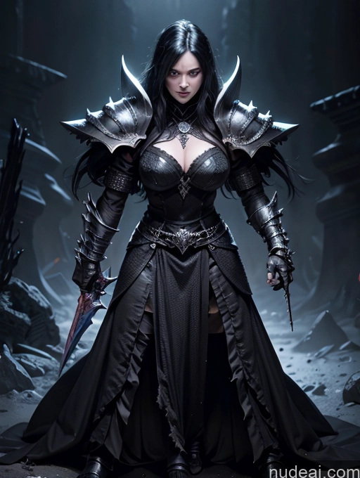 ai nude image of arafed woman in a black dress with a sword and armor pics of Death Knight Black Hair Fantasy Armor Dark Lighting Knight Ninja Milf Hell Alternative