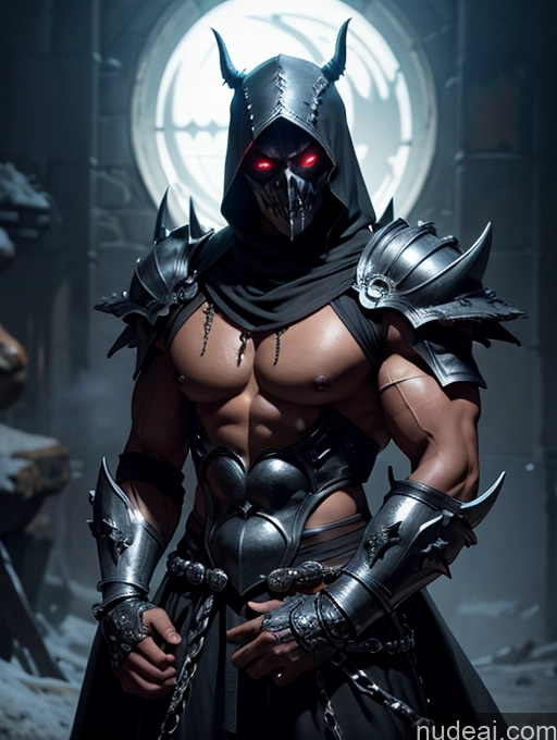 ai nude image of arafed male in armor with red eyes and a horned helmet pics of Death Knight Black Hair Fantasy Armor Dark Lighting Knight Ninja Alternative Busty Perfect Body Muscular Thick Abs Athlete Dark Fantasy