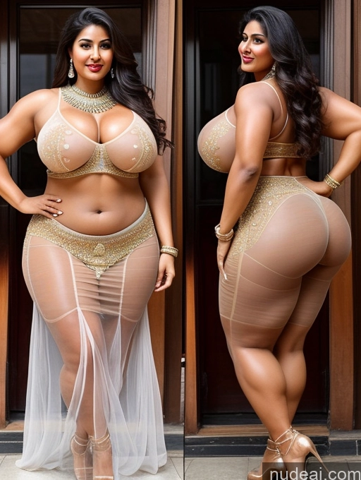 ai nude image of a woman in a sheered dress and high heels posing for a picture pics of Huge Boobs Lipstick Muscular Big Ass Abs Chubby Traditional Transparent Indian