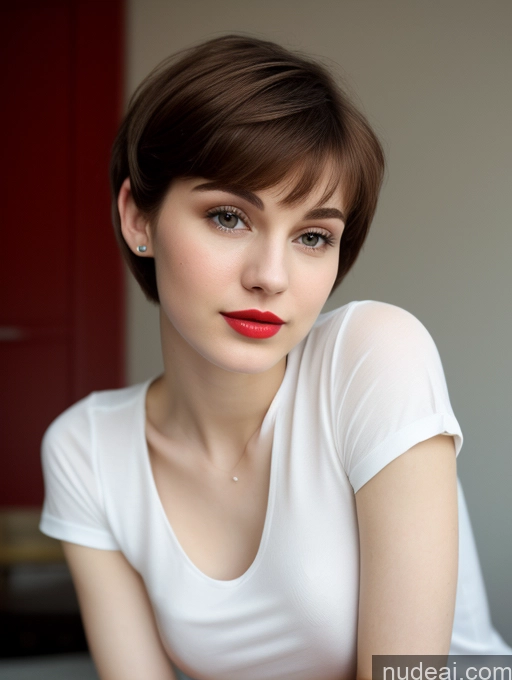 related ai porn images free for Small Tits Beautiful Lipstick Skinny Fairer Skin 18 Brunette Pixie Russian Close-up View Shirt