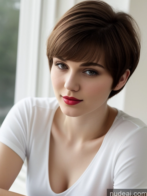 related ai porn images free for Small Tits Beautiful Lipstick Skinny Fairer Skin 18 Brunette Russian Close-up View Shirt Short Hair