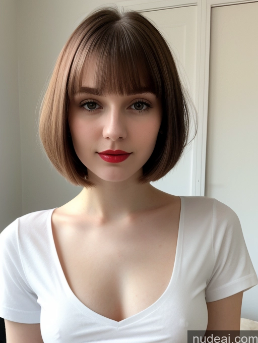 related ai porn images free for Small Tits Beautiful Lipstick Skinny Fairer Skin 18 Brunette Russian Close-up View Shirt Bobcut