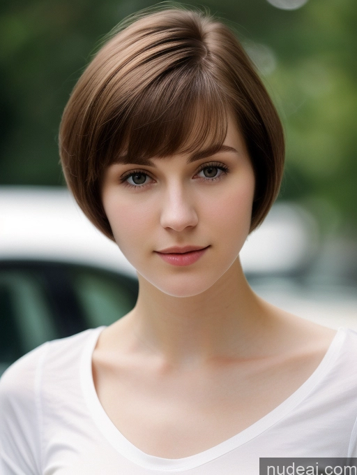 related ai porn images free for Small Tits Beautiful Skinny Fairer Skin 18 Brunette Russian Close-up View Shirt Short Hair