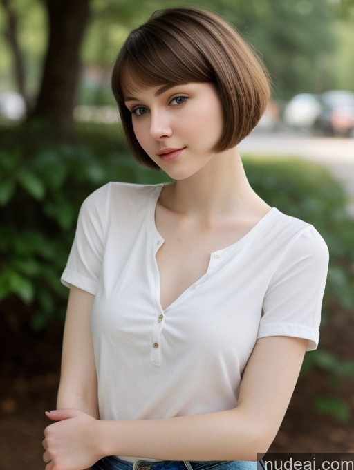 related ai porn images free for Small Tits Beautiful Skinny Fairer Skin 18 Brunette Russian Close-up View Shirt Short Hair