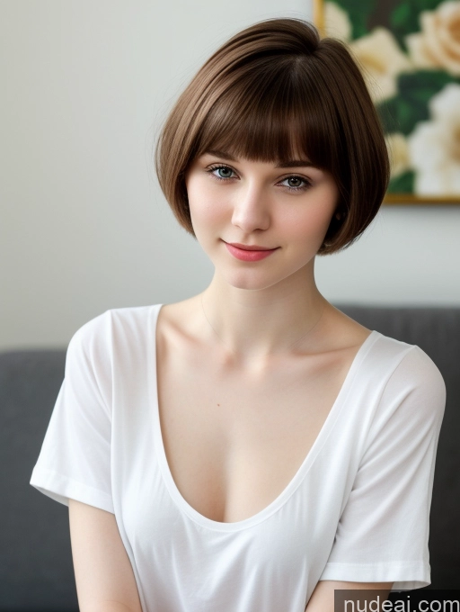 related ai porn images free for Small Tits Beautiful Skinny Fairer Skin 18 Brunette Russian Close-up View Shirt Short Hair