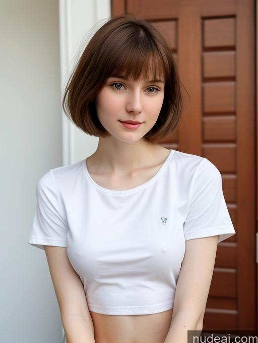 related ai porn images free for Small Tits Beautiful Skinny Fairer Skin 18 Brunette Russian Close-up View Shirt Bobcut