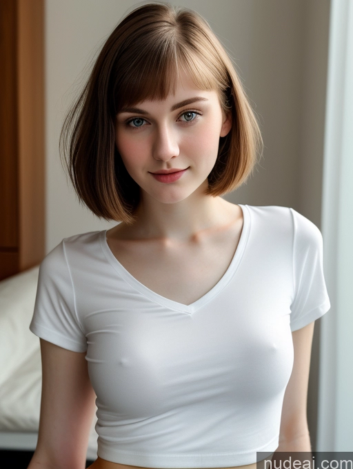 related ai porn images free for Small Tits Beautiful Skinny Fairer Skin 18 Brunette Russian Close-up View Shirt Bobcut