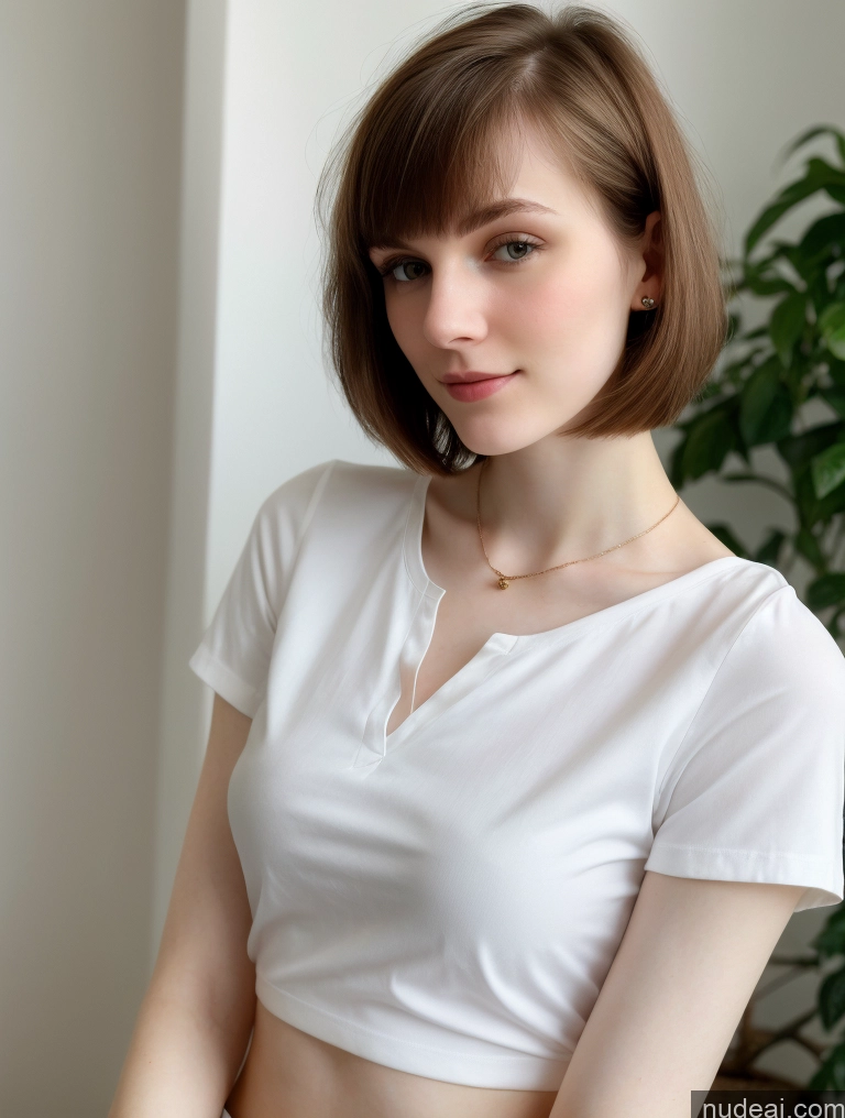 related ai porn images free for Small Tits Beautiful Skinny Fairer Skin 18 Brunette Russian Close-up View Shirt Bobcut