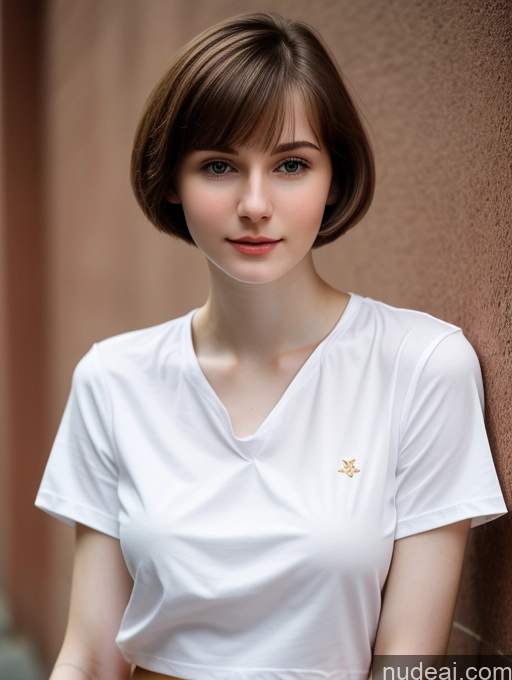 related ai porn images free for Small Tits Beautiful Skinny Fairer Skin 18 Brunette Russian Close-up View Shirt Bobcut