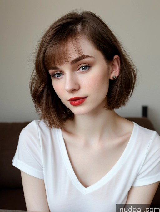 related ai porn images free for Small Tits Beautiful Skinny Fairer Skin 18 Brunette Russian Close-up View Shirt Bobcut Lipstick