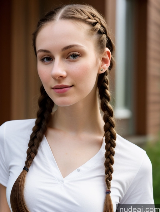 ai nude image of arafed woman with long hair in a white shirt and braids pics of Small Tits Beautiful Skinny Fairer Skin 18 Brunette Russian Close-up View Shirt Braided