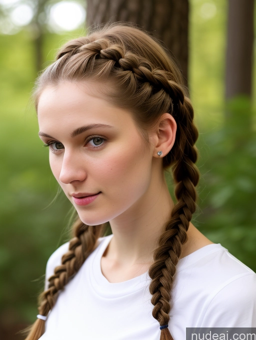 ai nude image of arafed woman with long hair in a white shirt and braids pics of Small Tits Beautiful Skinny Fairer Skin 18 Brunette Russian Close-up View Shirt Braided