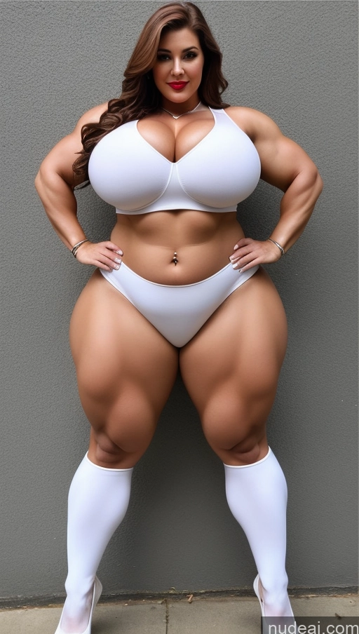 ai nude image of a woman in a white bikini posing for a picture pics of Huge Boobs Lipstick Big Ass Abs Chubby Muscular Long Hair Superhero Fairer Skin