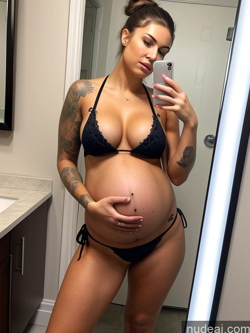 ai nude image of pregnant woman in black bikini taking selfie in bathroom mirror pics of Perfect Boobs Tattoos Big Hips Perfect Body Pubic Hair Pregnant Tanned Skin 18 Shocked Hair Bun German Mirror Selfie Bathroom Front View Bikini Detailed