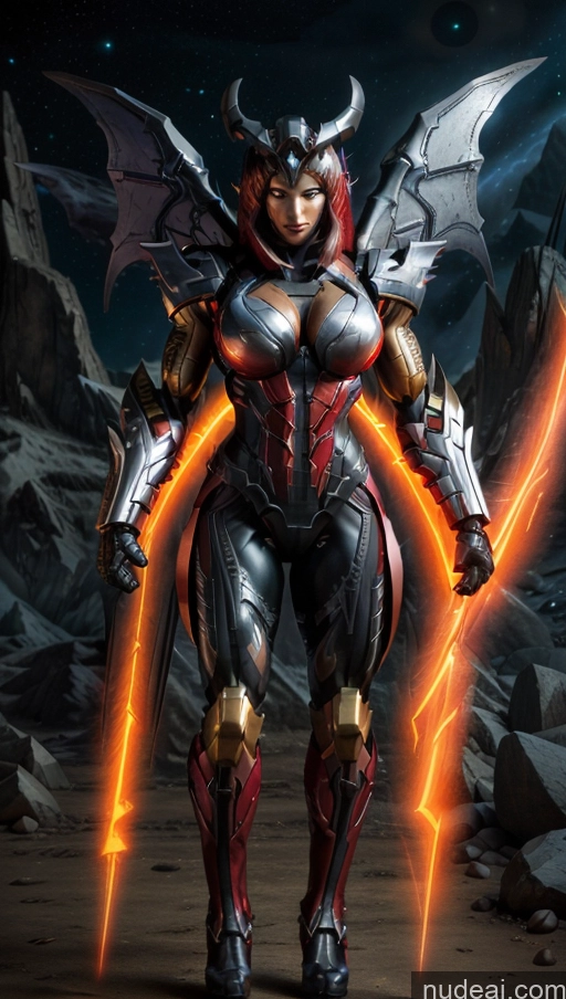 ai nude image of a close up of a woman in armor with a lightning bolt pics of Bodybuilder Perfect Boobs Muscular Abs Science Fiction Style Vampire SuperMecha: A-Mecha Musume A素体机娘 Has Wings Powering Up