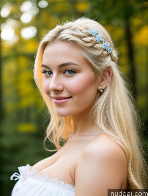 ai nude image of a close up of a woman with a flower in her hair pics of Scandinavian Huge Boobs Beautiful Perfect Body 18 Blonde Happy Sexy Face Victorian Traditional Cleavage Shocked Laughing Side View