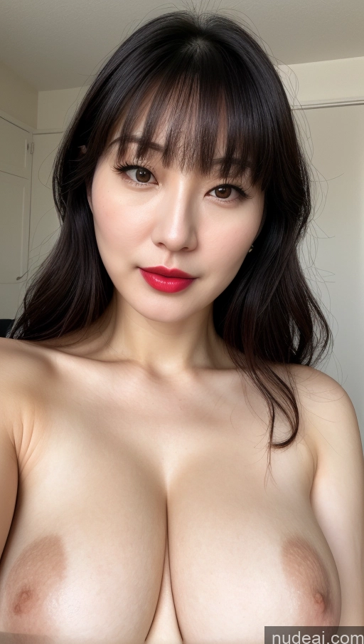 related ai porn images free for Woman One Beautiful Simple Nude 30s Black Hair Huge Boobs Lipstick Fairer Skin Korean Close-up View Bangs