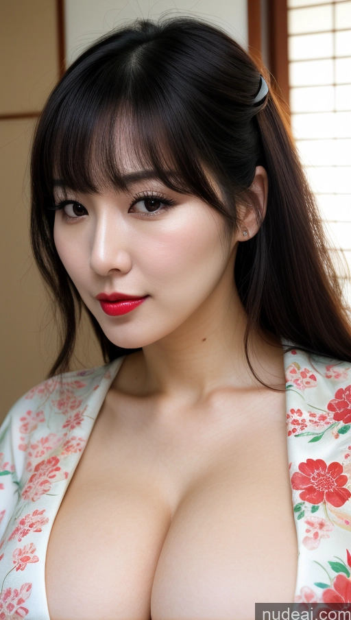 related ai porn images free for Woman One Beautiful Simple 30s Black Hair Huge Boobs Lipstick Fairer Skin Korean Close-up View Bangs Kimono