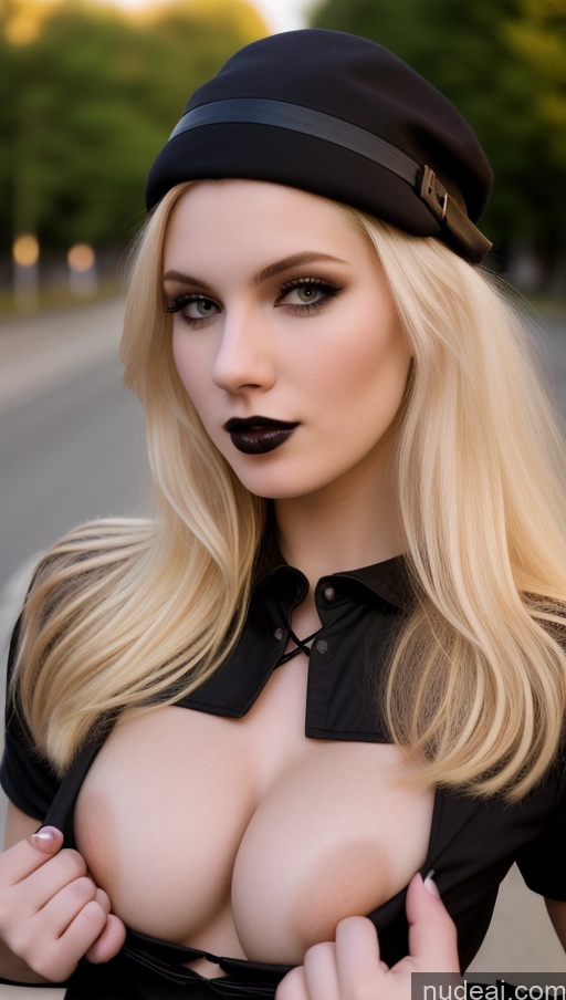 related ai porn images free for Model One Perfect Boobs Beautiful Long Hair Fairer Skin 18 Blonde Russian Street Close-up View Goth Bra Pull Down