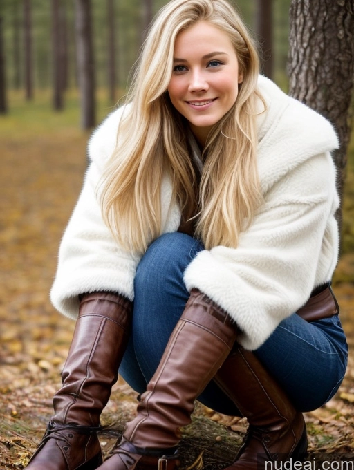 ai nude image of arafed blonde woman in boots sitting on the ground in the woods pics of Western Scandinavian Huge Boobs 18 Laughing Sexy Face Boots Short Beautiful Skinny Shocked