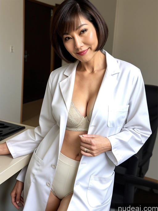 related ai porn images free for Sexy Face Cleavage Detailed Bra Doctor Short Hair Perfect Boobs Japanese Model 70s Casual Lab Coat