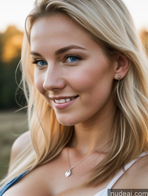 ai nude image of blond woman with blue eyes and a white top smiling pics of Western Scandinavian Huge Boobs 18 Laughing Sexy Face Short Beautiful Skinny Cleavage Detailed Side View